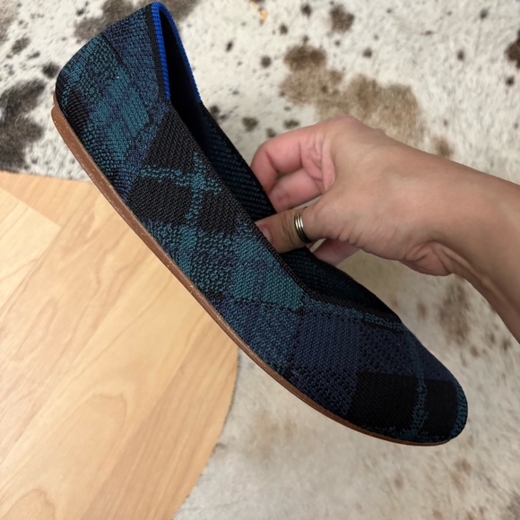 ROTHY’S The Flat Forest Green Tartan Plaid Round Toe Size 8 NWOB - Picture 4 of 7